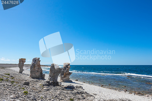 Image of Cliff formations at the rocky coast of Gotland, Sweden