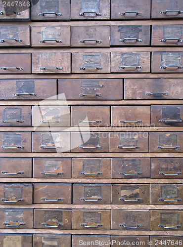 Image of old wooden archive boxes