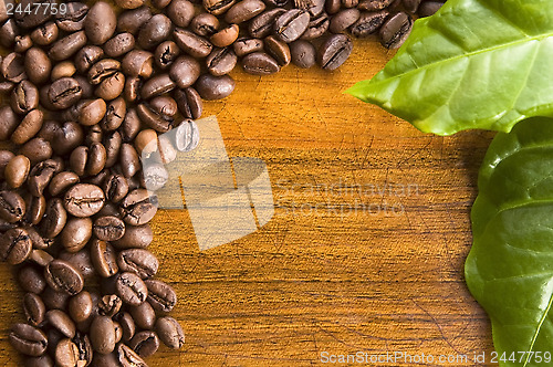 Image of Coffee on wooden background 