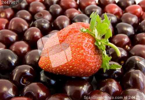 Image of cherries with strawberry