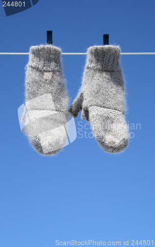 Image of Mittens hanging to dry – the winter is over