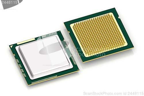 Image of CPU processor on white