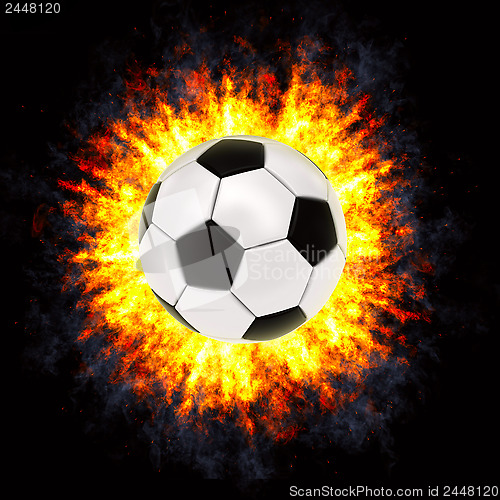 Image of Soccer ball in powerful explosion