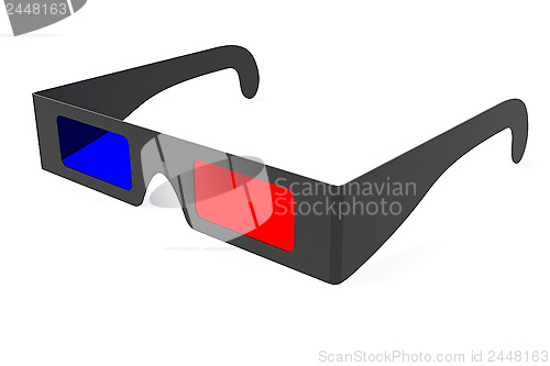 Image of Anaglyph 3D glasses isolated on white