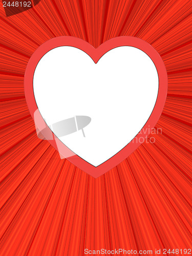 Image of Blank heart shaped frame on red background