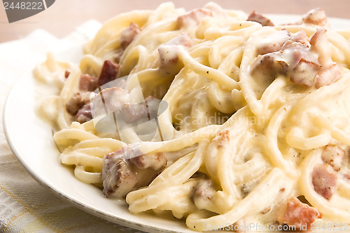 Image of Pasta Carbonara with bacon and cheese