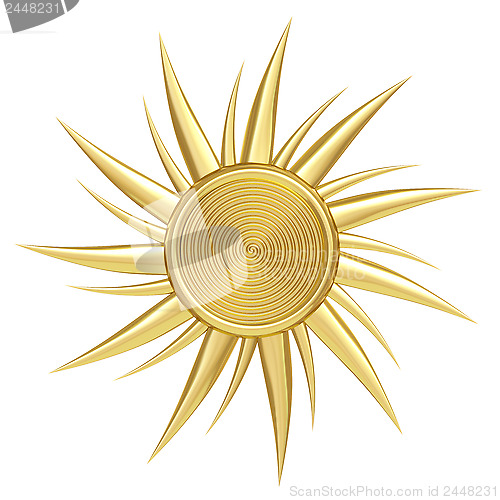 Image of Golden sun symbol isolated on white