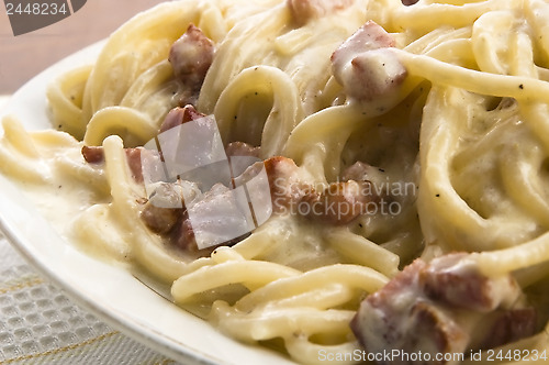 Image of Pasta Carbonara with bacon and cheese