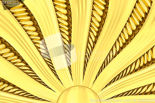 Image of Gold sunburst background with rays and beams.