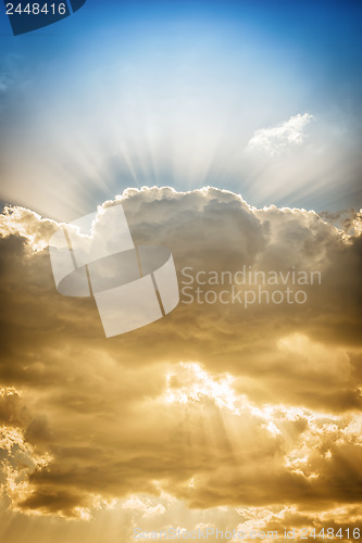 Image of Dramatic cloud with sunbeams