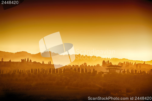 Image of Tuscany Landscape at sunset