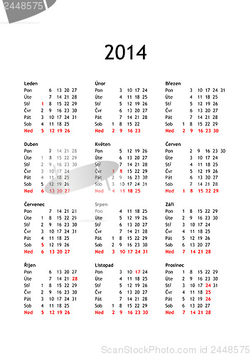 Image of Calendar of year 2014