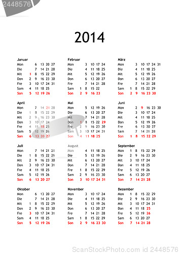 Image of Calendar of year 2014