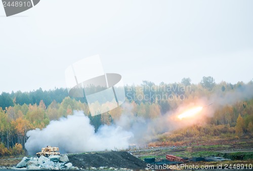 Image of Rocket launch by TOS-1A system