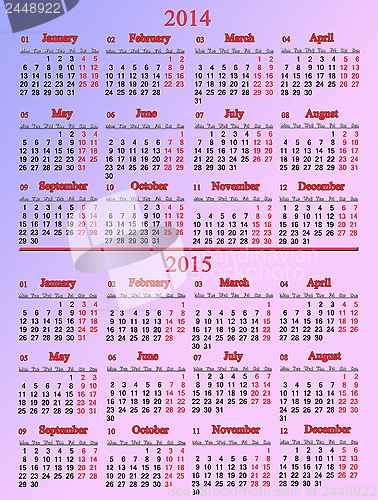 Image of usual pale rose calendar for two nearest years