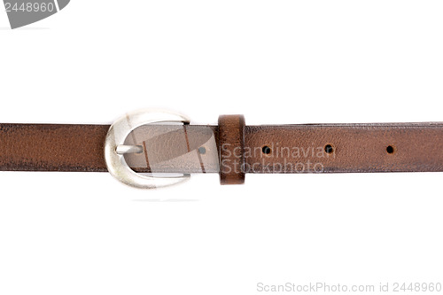 Image of slim leather belt  isolated on white