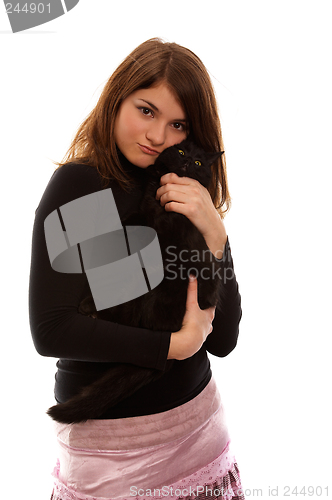 Image of Girl with black cat