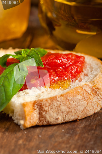 Image of Italian fresh tomato and basil bruschetta