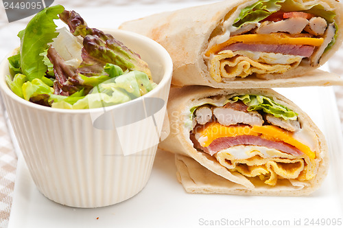 Image of club sandwich pita bread roll