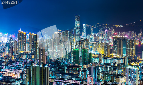 Image of Cityscape in Hong Kong at night