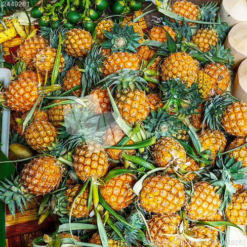 Image of Fresh pineapples in fresh fruit market