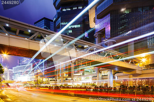 Image of Traffic light in city at night