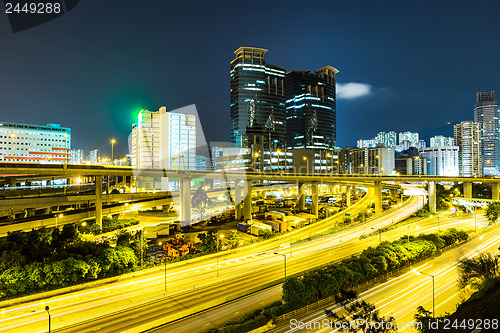 Image of Busy traffic on highway at night