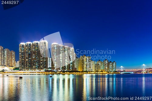 Image of Apartment building in Hong Kong at night