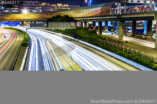 Image of Busy traffic on highway at night