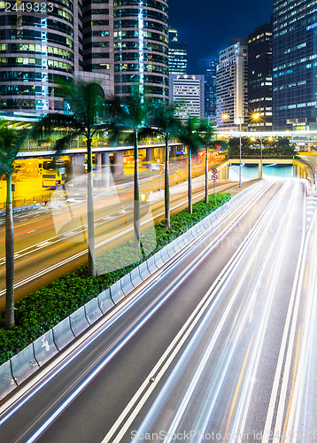 Image of Busy traffic on highway at night