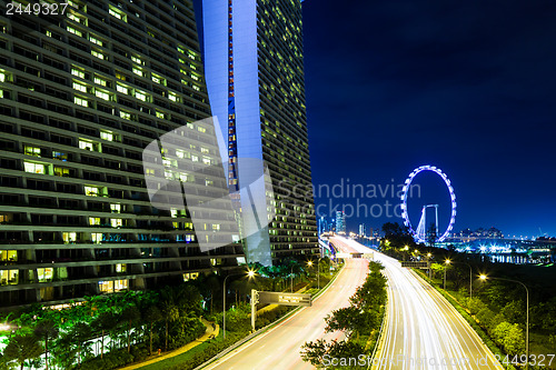 Image of Singapore skyline at night