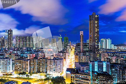 Image of Urban landscape in Hong Kong at night