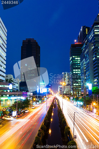 Image of Bangkok city and traffic trail