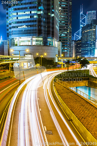 Image of Hong Kong city busy traffic at night