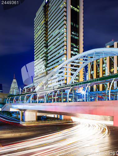 Image of Bangkok skyline and traffic light