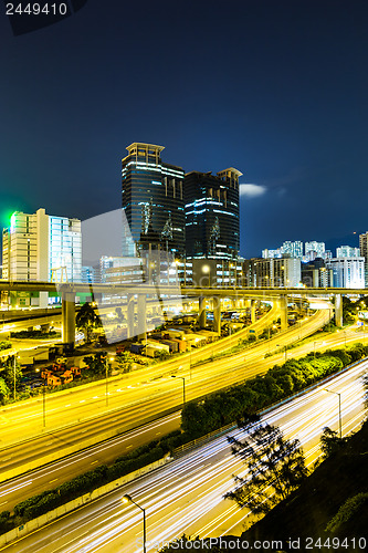 Image of Traffic trail on freeway in city