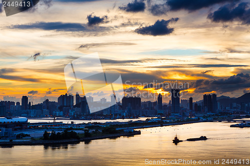Image of Silhouette of the cityscape in Hong Kong