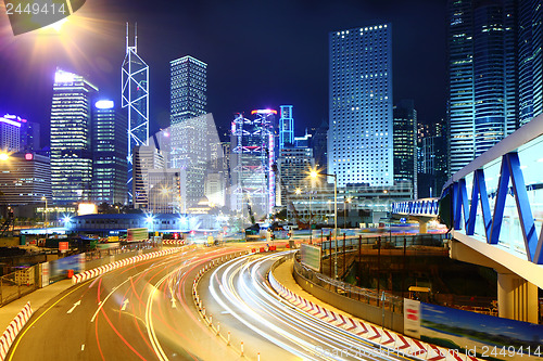 Image of Busy traffic in Hong Kong at night