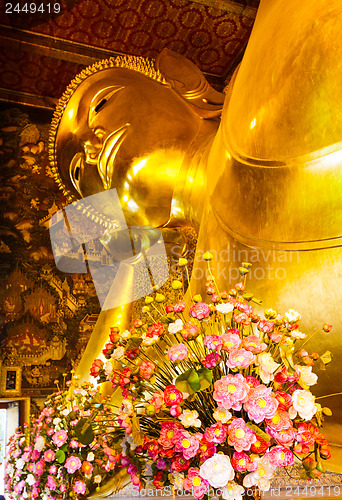 Image of Giant golden recline buddha in Thailand