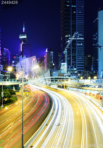 Image of Busy traffic on highway at night