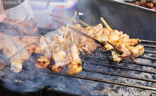 Image of Traditional Thai style grilled meat stick