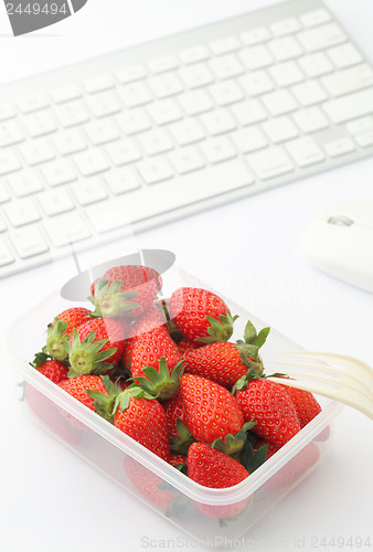 Image of Healthy lunch box in working desk