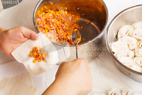 Image of Wrapping of Chinese dumpling