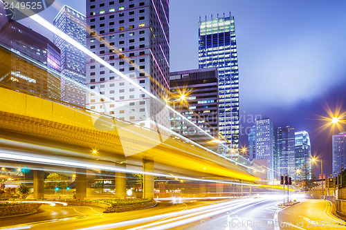 Image of Busy traffic in city at night