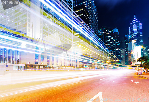 Image of Traffic trail in urban city at night