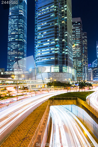 Image of Hong Kong city busy traffic at night