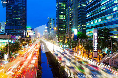 Image of Bangkok skyline and traffic jam