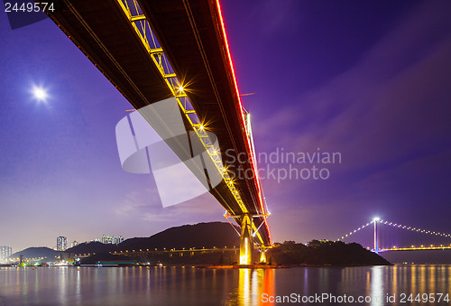 Image of Bottom view of the suspension bridge