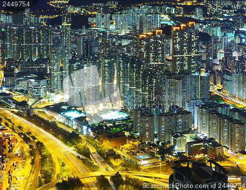 Image of Cityscape in Hong Kong at night