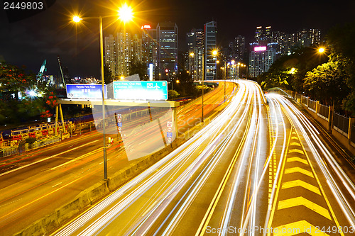 Image of Busy traffic on highway at night